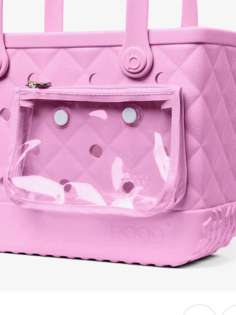 ♥️💖 Bogg Quilted Pink Taffy Bitty & Large Pearl Bag Chain Charm Bougie Bogg NWT - Picture 15 of 17